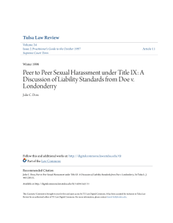 Peer to Peer Sexual Harassment under Title IX