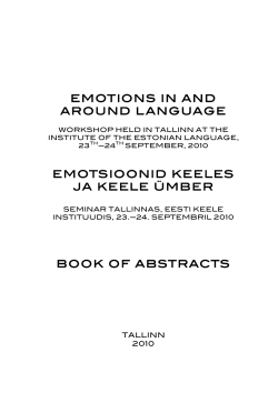 emotions in and around language emotsioonid keeles ja keele