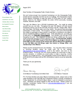 August 2016 Dear Families of Chesapeake Public Charter School