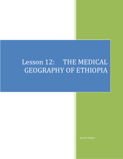 Lesson 12: THE MEDICAL GEOGRAPHY OF ETHIOPIA