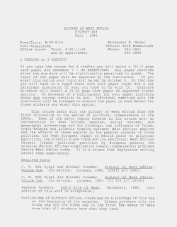 HISTORY OF WEST AFRICA HISTORY 443 Tues/Thuis. 8:00