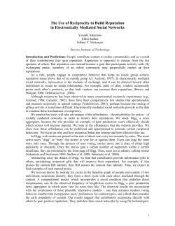 The Use of Reciprocity to Build Reputation in Electronically