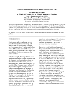 Forgive and Forget? A Biblical Exposition of What It Means to Forgive