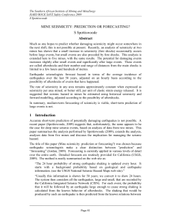 MINE SEISMICITY: PREDICTION OR FORECASTING? S