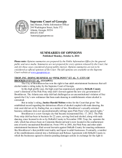 Supreme Court of Georgia SUMMARIES OF OPINIONS