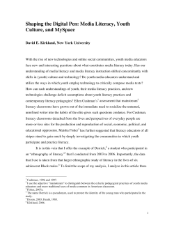 Shaping the Digital Pen: Media Literacy, Youth Culture, and