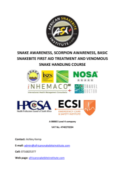 snake awareness, scorpion awareness, basic snakebite first aid