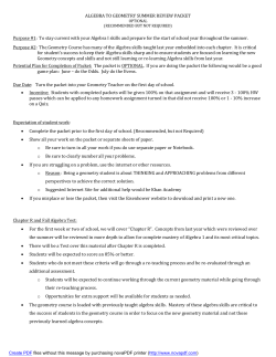 ALGEBRA TO GEOMETRY SUMMER REVIEW PACKET Purpose #1