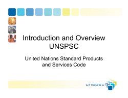 Introduction and Overview UNSPSC