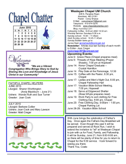 June 2015 - Wesleyan Chapel