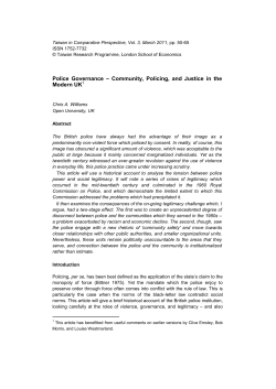 Police Governance – Community, Policing, and Justice in the