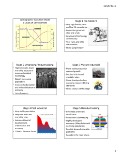 Stage 1 Pre-Modern Stage 2 Urbanizing/ Industrializing Stage 3