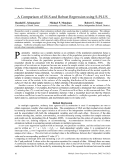 A Comparison of OLS and Robust Regression using S-PLUS