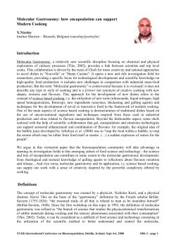 Molecular Gastronomy: how encapsulation can support Modern