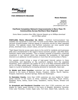 FairPoint Completes Network Improvements in More Than 75