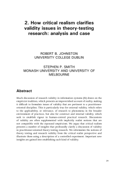 How critical realism clarifies validity issues in - ANU Press
