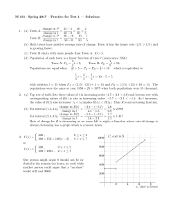 M 151&ndash; Spring 2017 &ndash; Practice for Test 1 &mdash; Solutions 1. (a) Town A