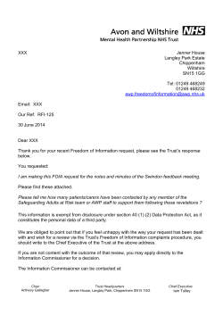 Freedom of Information RFI-125 - Avon and Wiltshire Mental Health