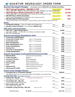 QUANTUM NEUROLOGY ORDER FORM