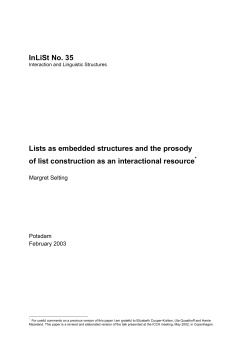 InLiSt No. 35 Lists as embedded structures and the prosody of list