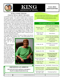 Fall 2015 Newsletter - King Middle School
