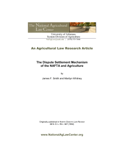 The Dispute Settlement Mechanism of the NAFTA and Agriculture