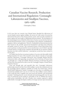Connaught Laboratories and Smallpox Vaccines, 1962&ndash;1980