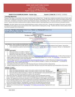 Learning Objectives Lesson Sequence