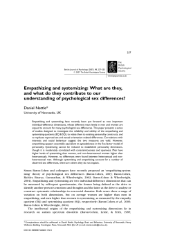 Empathizing and systemizing: What are they, and what do they