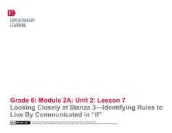 Grade 6: Module 2A: Unit 2