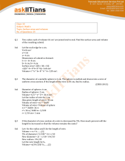 Class: 10 Subject: Math`s Topic: Surface areas and