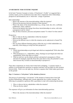 an heuristic for systemic inquiry #2
