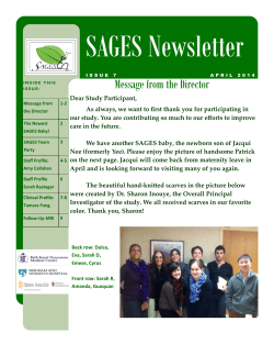 SAGES Newsletter Volume 7 - Institute for Aging Research