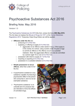 Psychoactive Substances Act 2016 &ndash; Briefing Note: May 2016