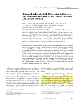 Glucose Regulates Cyclin D2 Expression in Quiescent and