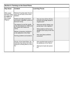 Section 4: Farming on the Great Plains Key Issue Content Learning