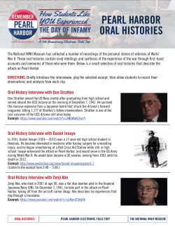 PEARL HARBOR ORAL HISTORIES