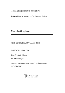 Translating mimesis of orality: Marcello Giugliano