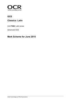 Mark scheme F364 Latin Prose June 2015