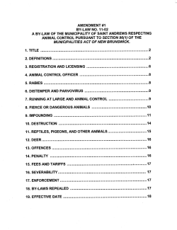 Amendment 1 to 11-02 Animal Control, A By