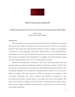 A Historical Reassessment of the Law and Literature Movement in