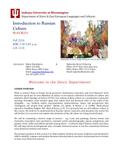 Introduction to Russian Culture - Indiana University Bloomington