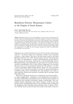 Benedictus Pererius: Renaissance Culture at the Origins of Jesuit