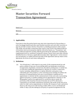 SIFMA Standard Forms and Documentation: Revised MSFTA