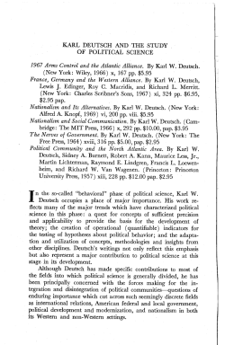 KARL DEUTSCH AND THE STUDY OF POLITICAL SCIENCE 1967