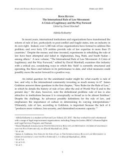 BOOK REVIEW: The International Rule of Law Movement: A Crisis of