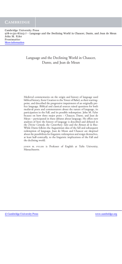 Language and the Declining World in Chaucer, Dante, and Jean de