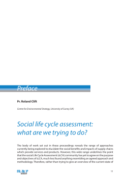 Preface Social life cycle assessment: what are we