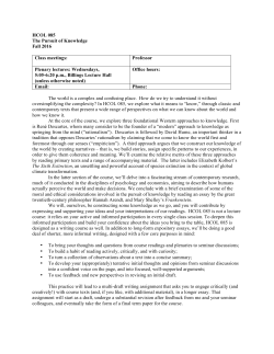HCOL85 Syllabus