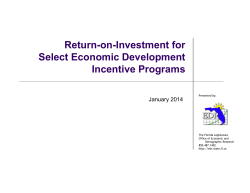 Return-on-Investment for Select Economic Development Incentive